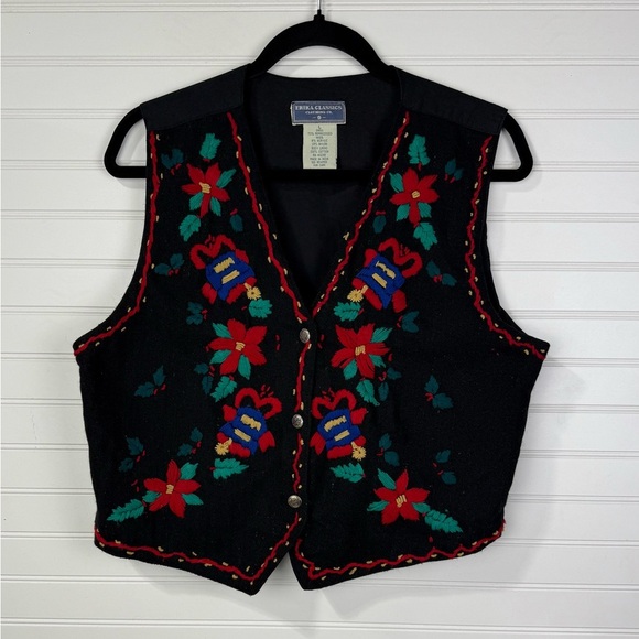 Erika Classics Clothing Co. Jackets & Blazers - Vintage Erika Classics Clothing Co. Christmas Poinsettia Vest. Size Large.